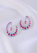 Ruby Turquoise Glam Hoops (Silver) EAR002227 - Image 3