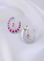 Ruby Turquoise Glam Hoops (Silver) EAR002227 - Image 4