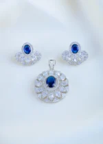 Saphire Radiance Pendant Set (Silver) PSET01741