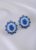 Sapphire Bloom Earrings (Silver) EAR002039 - Image 2