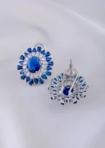 Sapphire Bloom Earrings (Silver) EAR002039 - Image 3