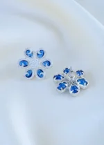 Sapphire Blossom Earrings (Silver) EAR001872 - Image 3