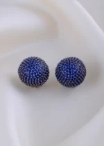 Sapphire Dome Earrings (Antique Silver) EAR001976