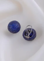 Sapphire Dome Earrings (Antique Silver) EAR001976 - Image 3