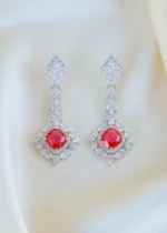 Scarlet Majesty Earrings (Silver) EAR001479
