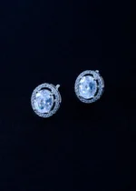 Screw Back 2ct. Oval Cut Stud Earrings (Silver) EAR001685 - Image 2