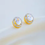 Screw Back 2ct. Oval Cut Stud Earrings (Yellow Gold) EAR001683