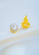 Screw Back 2ct. Oval Cut Stud Earrings (Yellow Gold) EAR001683 - Image 4