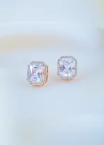 Screw Back 3ct. Emerald Cut Stud Earrings (Rose Gold) EAR001647 - Image 2