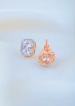 Screw Back 3ct. Emerald Cut Stud Earrings (Rose Gold) EAR001647 - Image 3