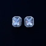 Screw Back 3ct. Emerald Cut Stud Earrings (Silver) EAR001648