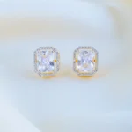 Screw Back 3ct. Emerald Cut Stud Earrings (Yellow Gold) EAR001646
