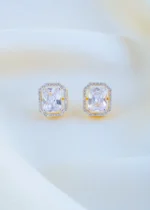 Screw Back 3ct. Emerald Cut Stud Earrings (Yellow Gold) EAR001646