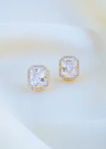 Screw Back 3ct. Emerald Cut Stud Earrings (Yellow Gold) EAR001646 - Image 3