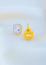 Screw Back 3ct. Emerald Cut Stud Earrings (Yellow Gold) EAR001646 - Image 4