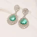 Sea Green Danglers (Silver) EAR000515