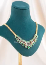 Shahi Green Elegance Necklace Set (Yellow Gold) NEC002606 - Image 2