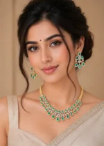 Shahi Green Elegance Necklace Set (Yellow Gold) NEC002606 - Image 4