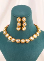 Shahi Teardrop Kundan Necklace Set (Yellow Gold) NEC002709