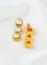 Shahi Teardrop Kundan Necklace Set (Yellow Gold) NEC002709 - Image 3