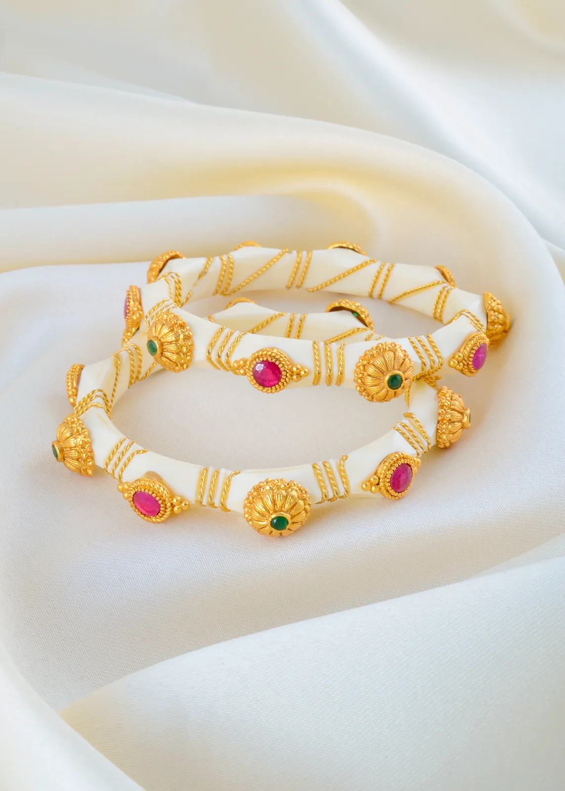 Shankha-Bengali-Bangles-Antique-Gold-BAN001496a Shankha Bengali Bangles (Antique Gold) BAN001496 - Image 1