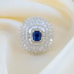 Shimmer Blue Cocktail Ring (Silver) RING01442