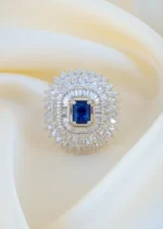 Shimmer Blue Cocktail Ring (Silver) RING01442
