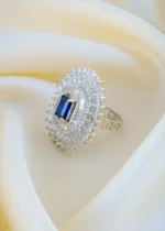Shimmer Blue Cocktail Ring (Silver) RING01442 - Image 3