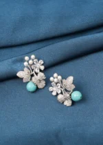 Shimmer Firoza Earrings (Silver) EAR000748 - Image 2