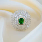 Shimmer Green Cocktail Ring (Silver) RING01440