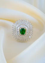 Shimmer Green Cocktail Ring (Silver) RING01440