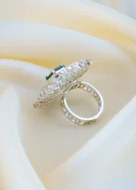 Shimmer Green Cocktail Ring (Silver) RING01440 - Image 3