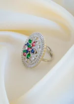 Shimmer Multicolor Cocktail Ring (Silver) RING01443 - Image 2