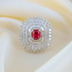 Shimmer Red Cocktail Ring (Silver) RING01441