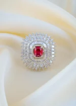 Shimmer Red Cocktail Ring (Silver) RING01441