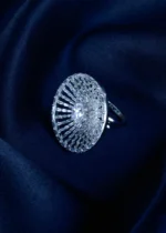 Shimmery Bagguettes Solitaire Ring (Silver) RING01391 - Image 2