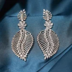 Shimmery Feather Earrings (Silver) EAR000478