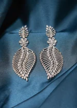Shimmery Feather Earrings (Silver) EAR000478