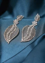 Shimmery Feather Earrings (Silver) EAR000478 - Image 2