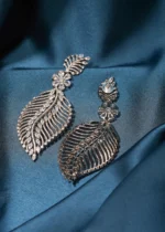 Shimmery Feather Earrings (Silver) EAR000478 - Image 3