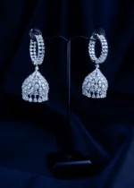 Silver Drape Jhumkas (Silver) EAR001745 - Image 2