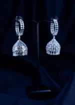 Silver Drape Jhumkas (Silver) EAR001745 - Image 3