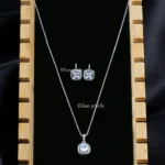 Silver Glow Cushion Necklace Set (Silver) NEC002577