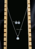 Silver Glow Cushion Necklace Set (Silver) NEC002577