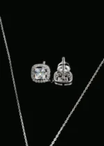 Silver Glow Cushion Necklace Set (Silver) NEC002577 - Image 3