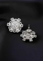 Silver Plated Diamond Earrings- EAR002851 - Image 3