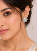 Silver Plated Diamond Earrings- EAR002851 - Image 4