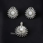 Silver Plated Diamond Pendant Set- PSET02824
