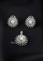 Silver Plated Diamond Pendant Set- PSET02824