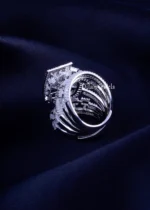 Silver Plated Luxury Cocktail Ring (Silver) RING02367 - Image 3
